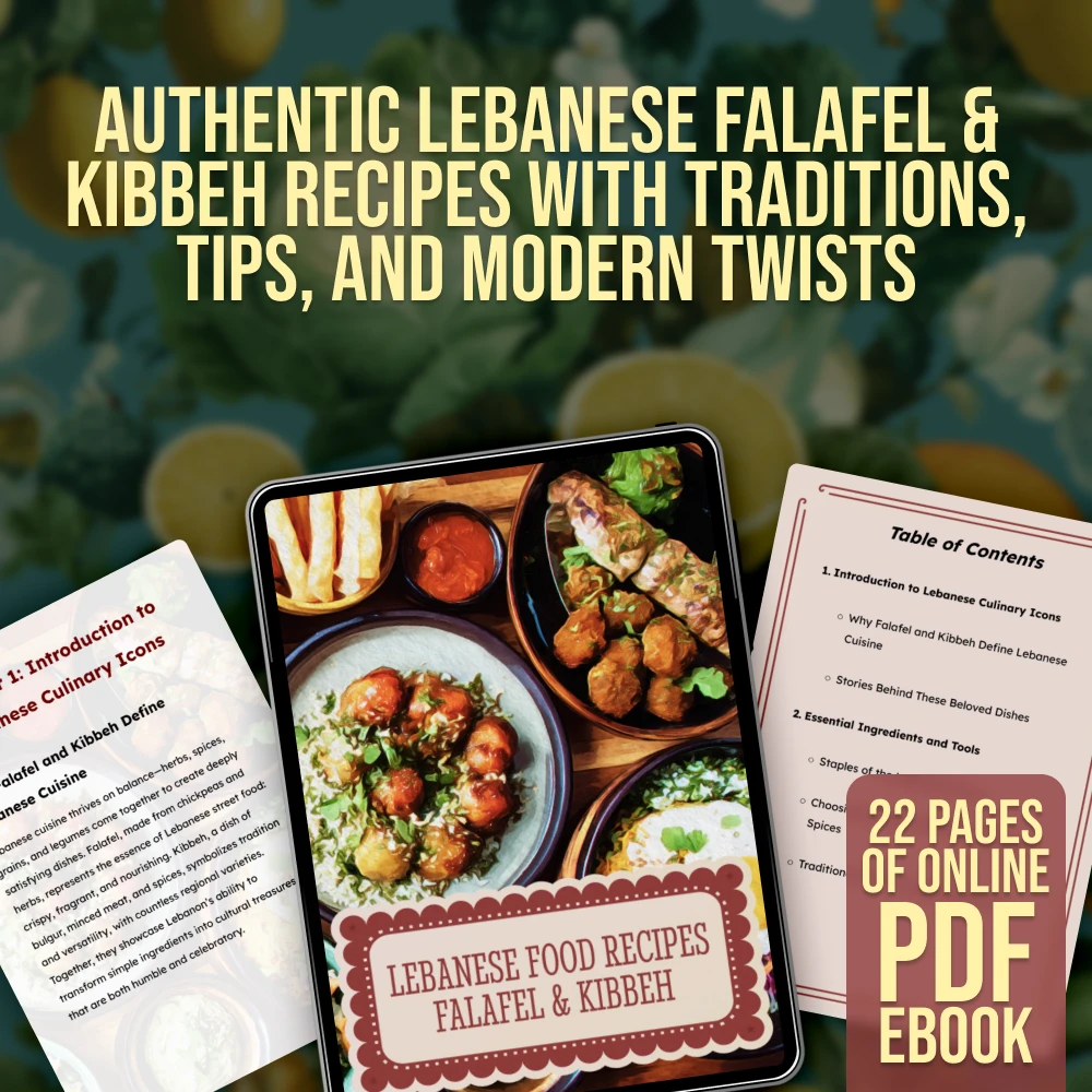 Lebanese Food Recipes Falafel & Kibbeh eBook | Traditional Middle Eastern Cookbook, Mezze Guide, Authentic Lebanese Cuisine Digital Download - Image 3